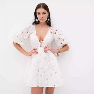 Love and Lemons White Leighton floral flower mini dress XS